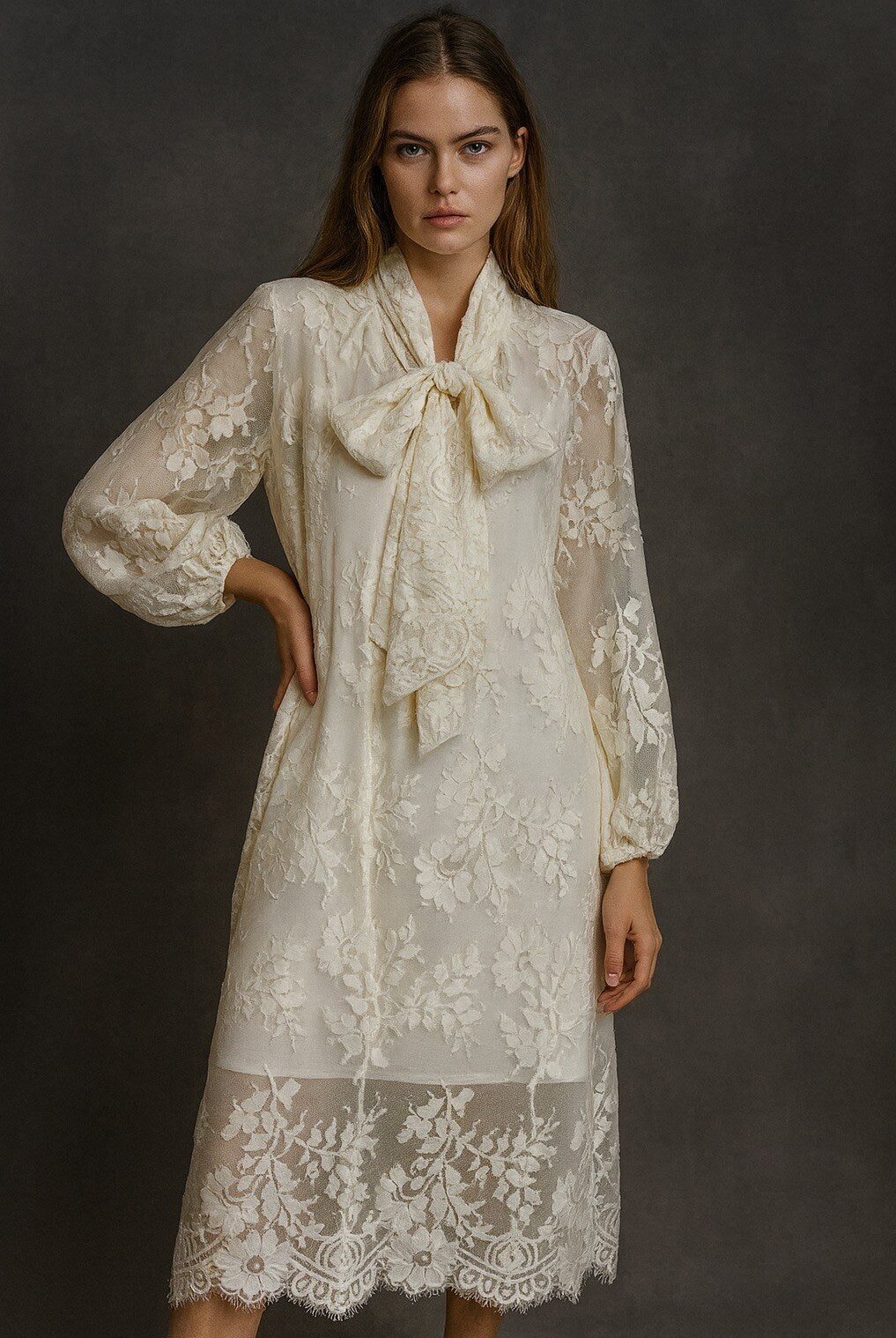 MOCHY Lacy dress creme