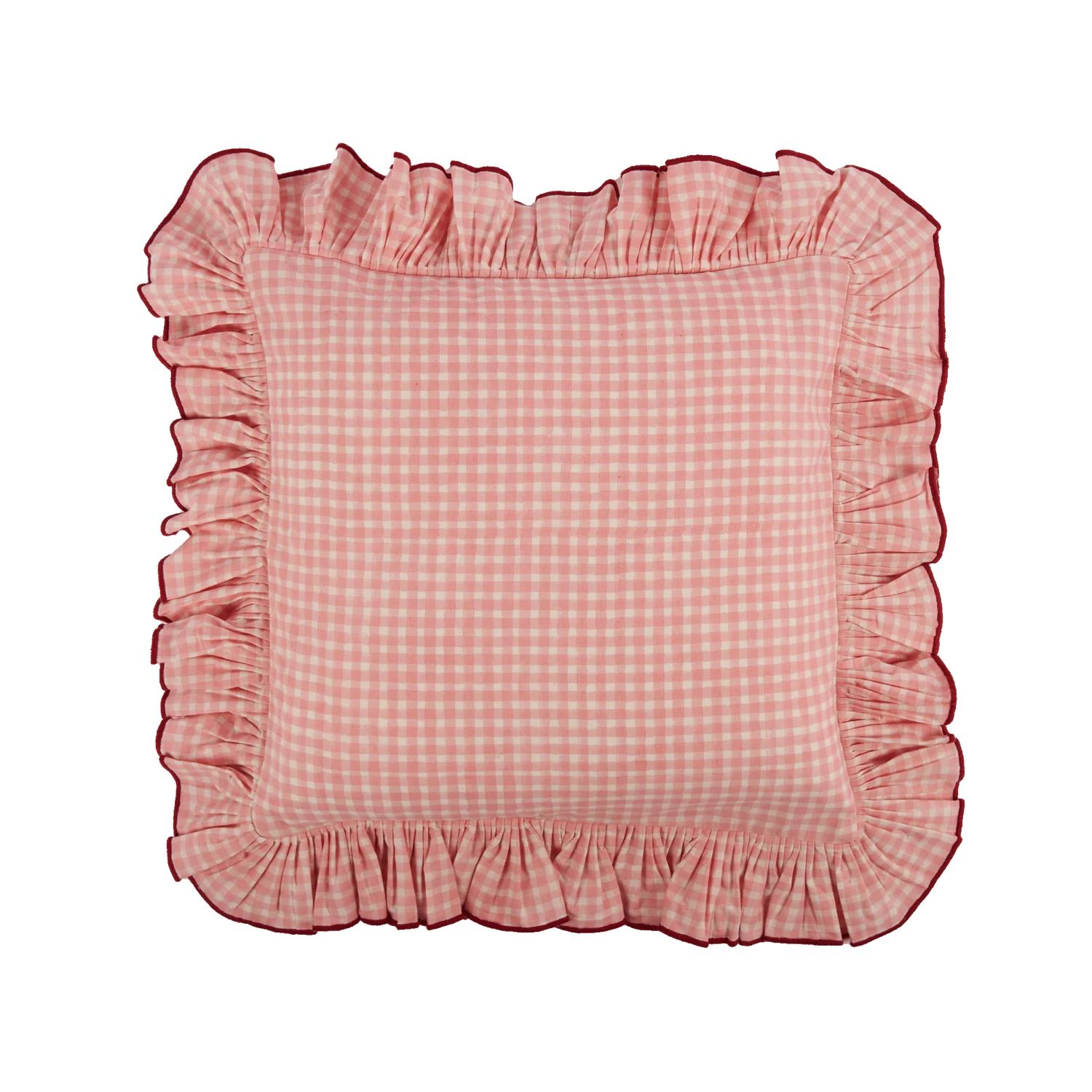 Vichy kuddfodral Rosa/röd kant