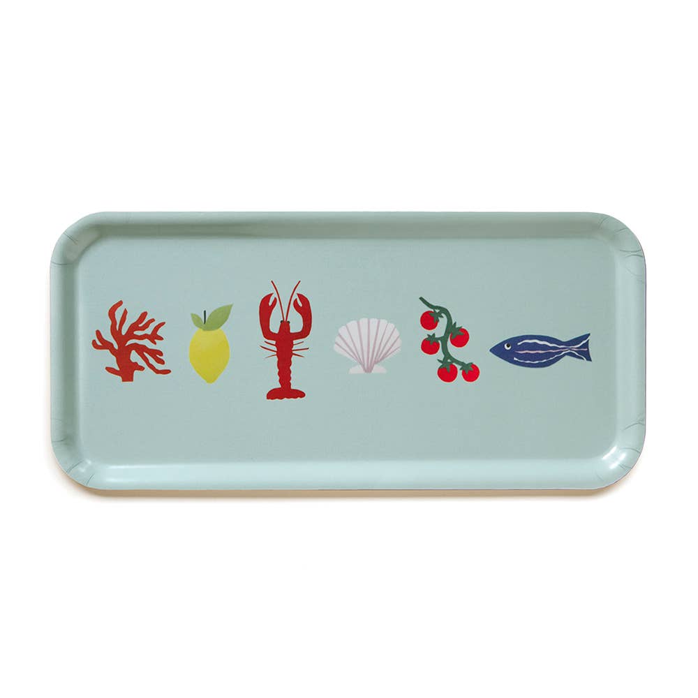 Rektangulär serveringsbricka 'Seaside Lunch' 32x15 cm - Seafoam