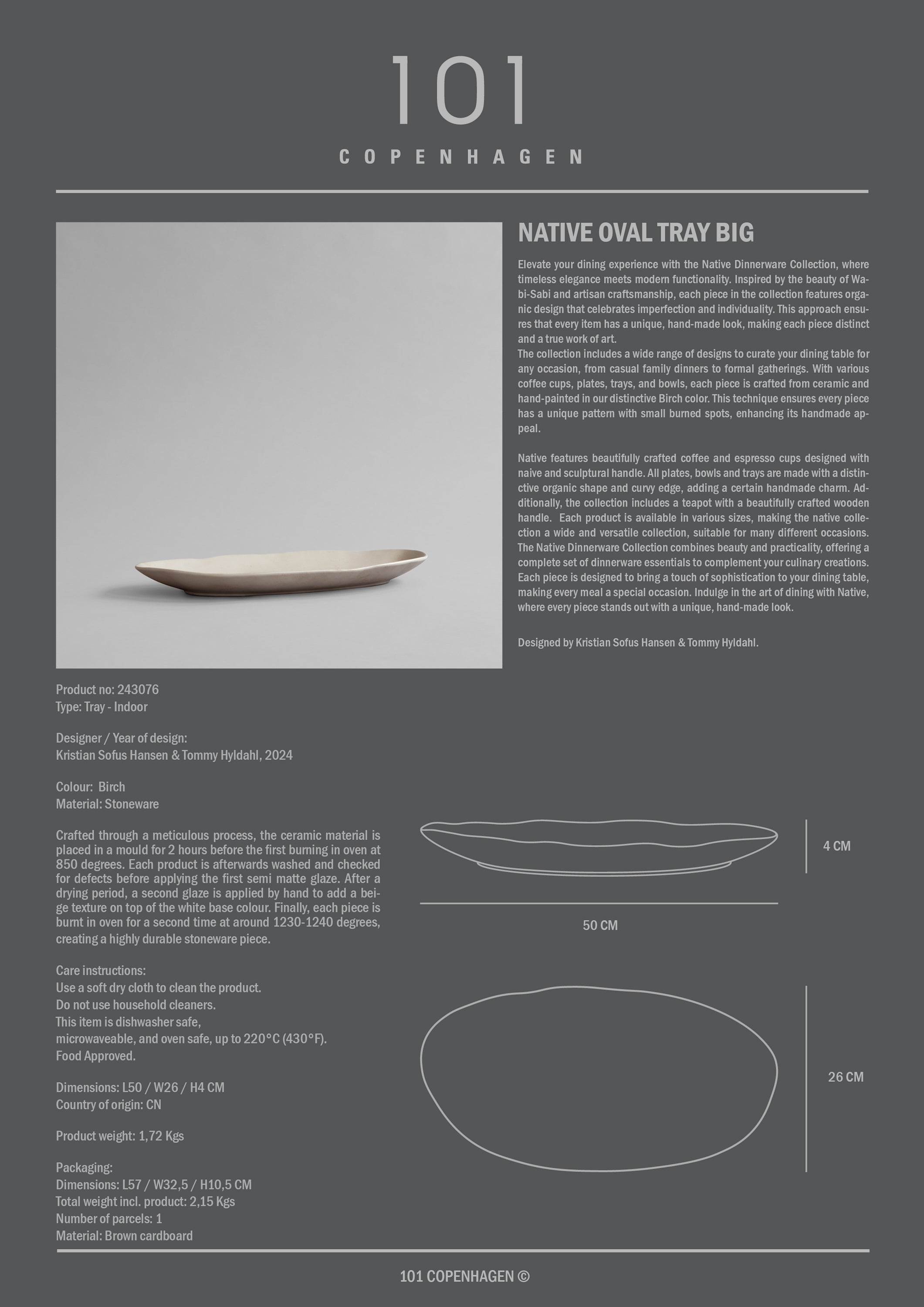 Native Oval tray - Big Birch