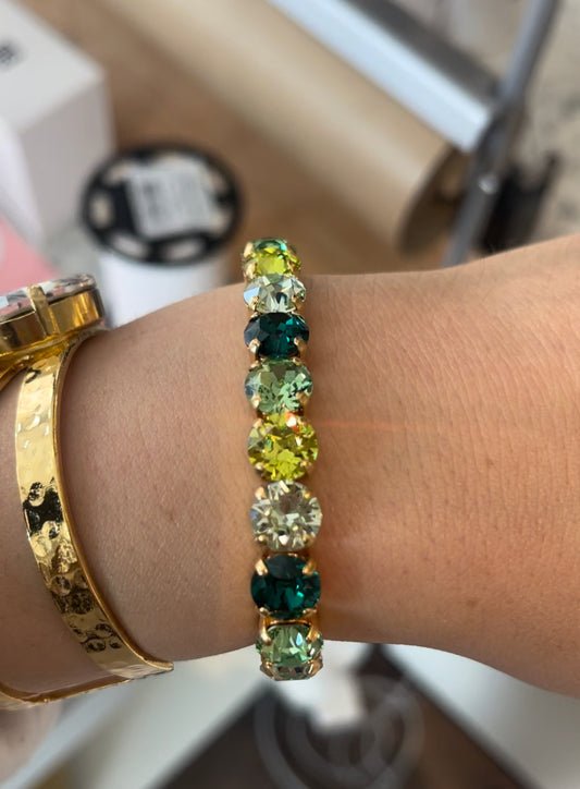Gia stud bracelet gold green combo