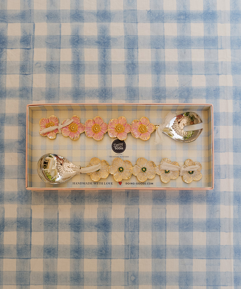 Faye Flower Salad Server Set in Giftbox