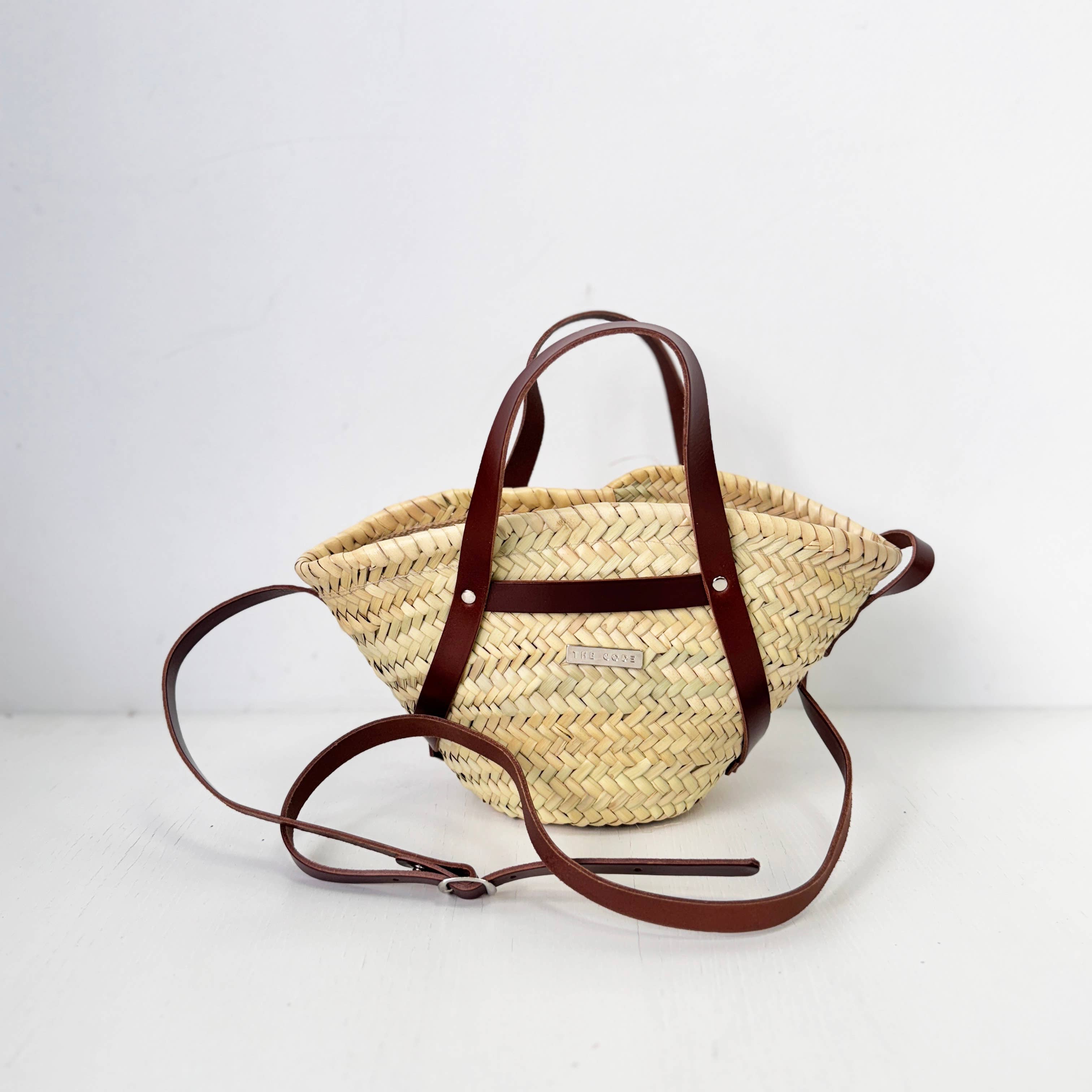 Verona axelväska i chokladbrunt och strå