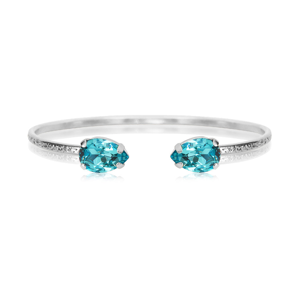 PETITE DROP BRACELET RHODIUM AQUAMARINE