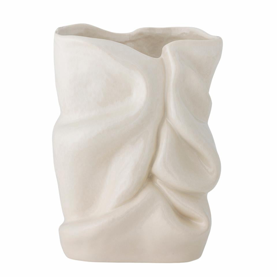 Fabric Vase, White, Stoneware