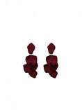 Load image into Gallery viewer, LEAF EARRINGS METALLIC WINE RED
