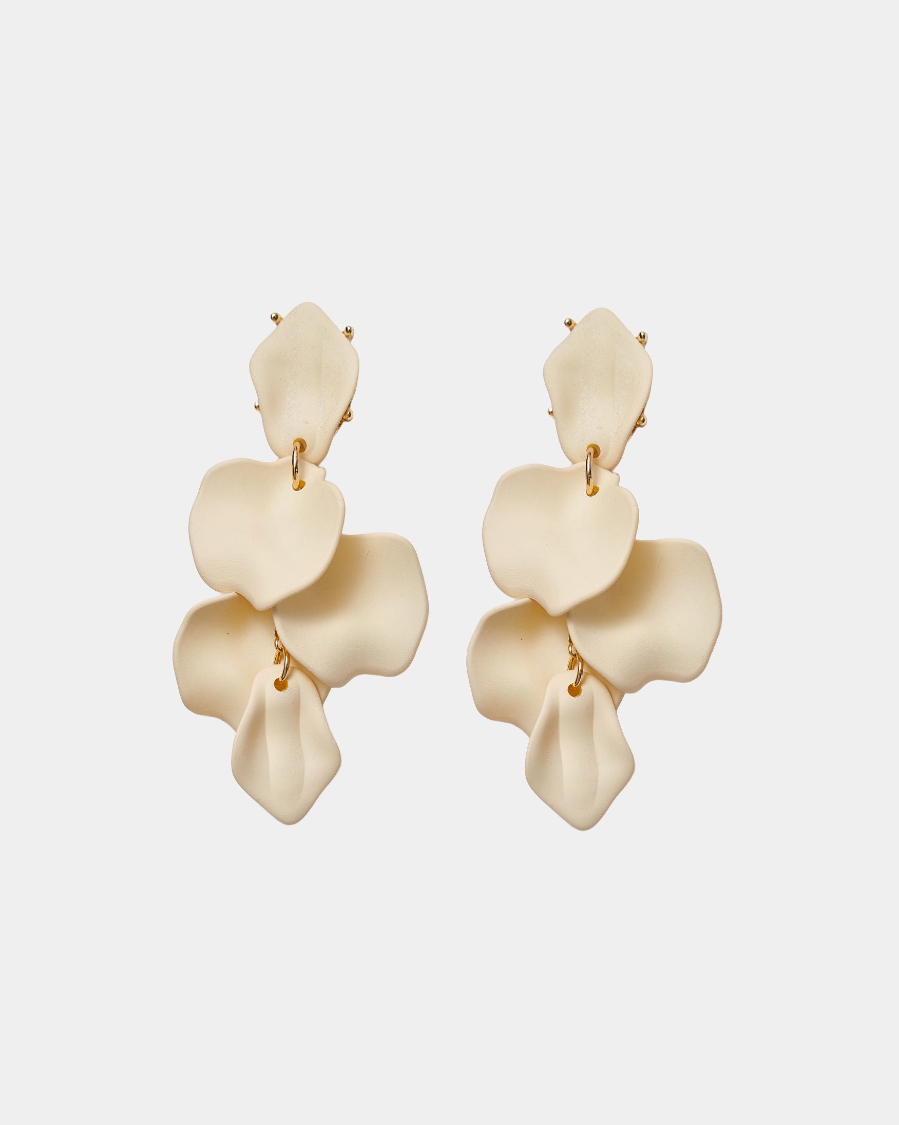 LEAF EARRINGS MATT CREME