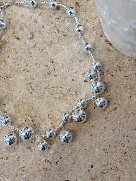 Bead Multi Necklace Silver