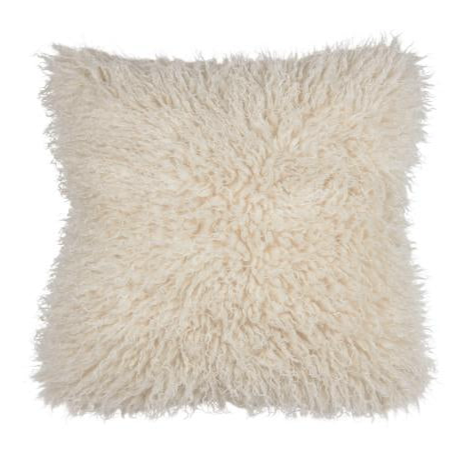 Kuddfodral i faux fur vit
