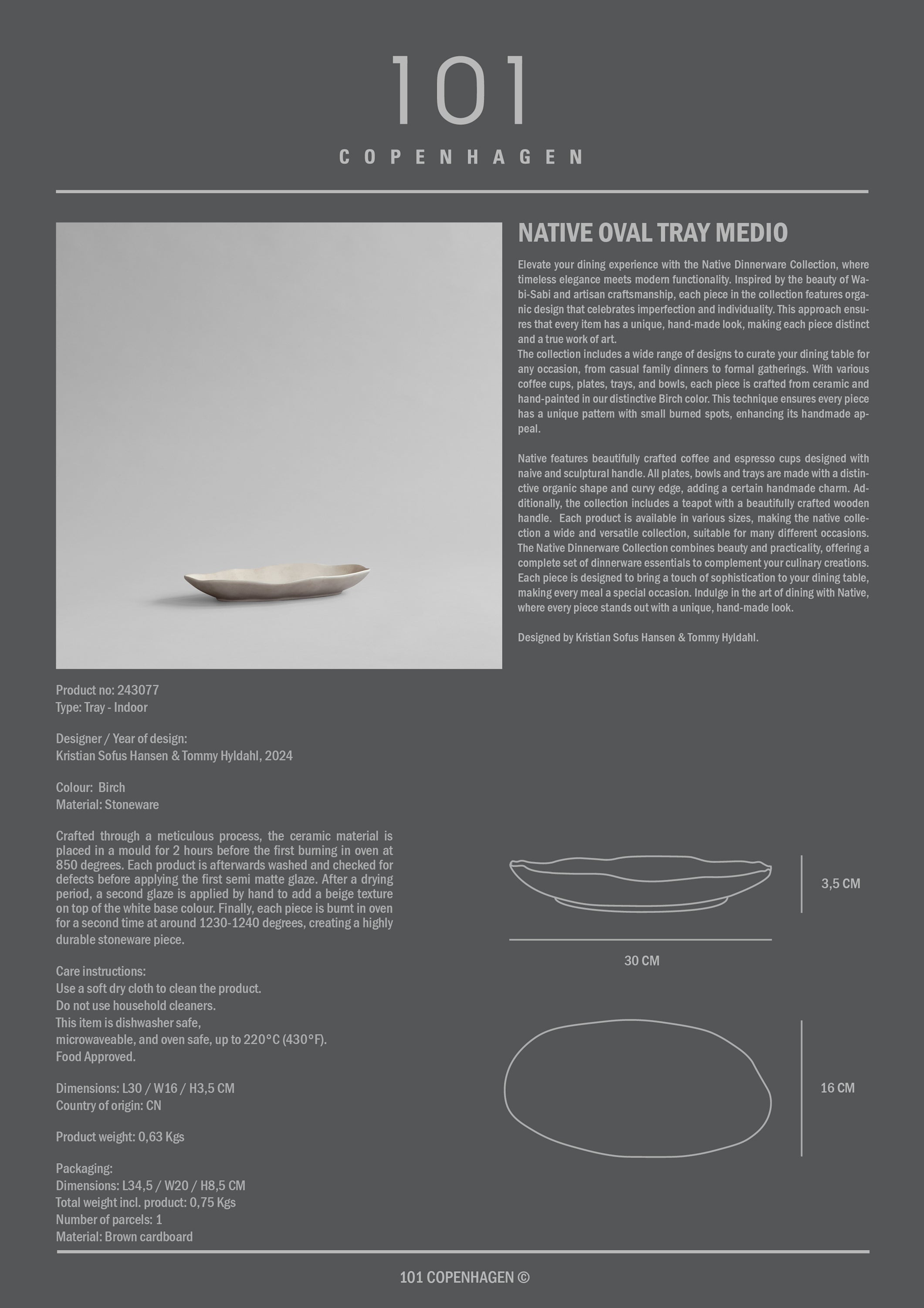 Native Oval Tray, Medio - Birch