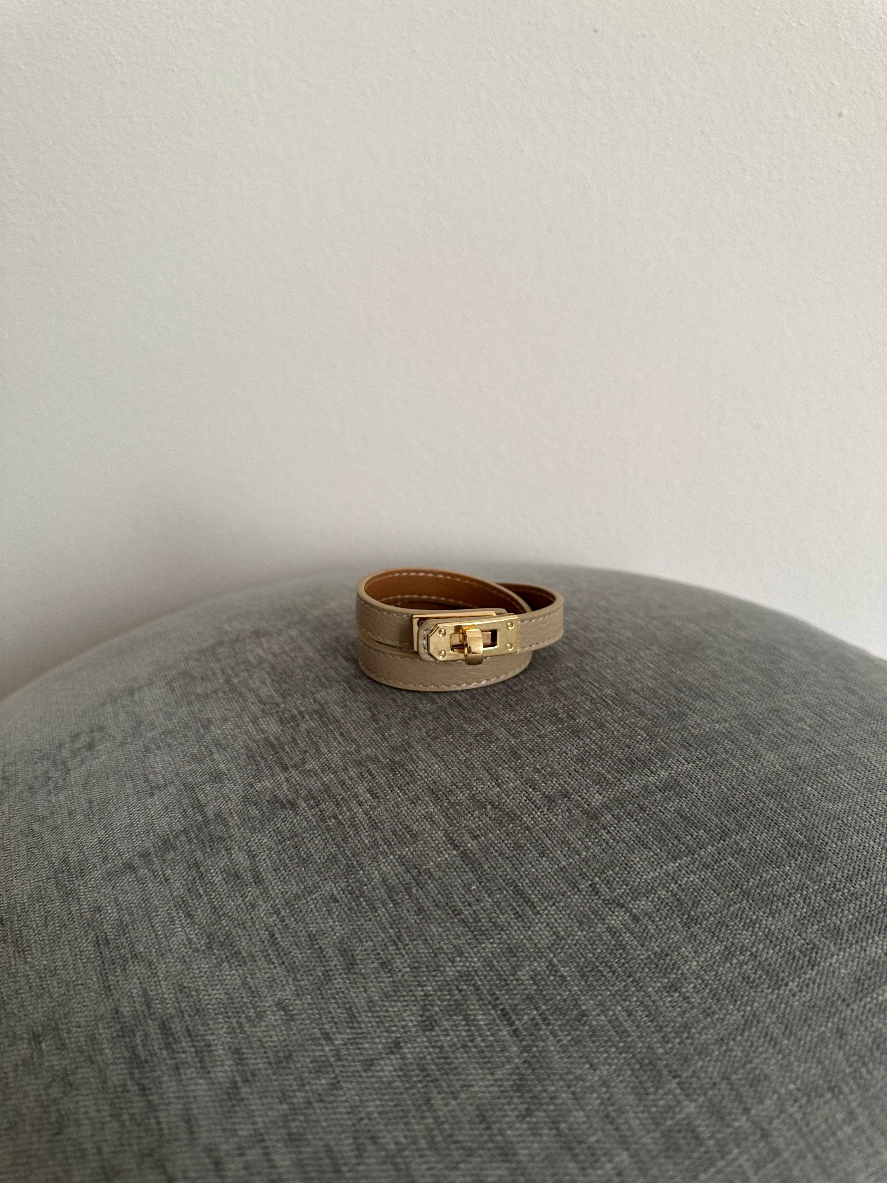Armband Nefy Äkta Läder Taupe