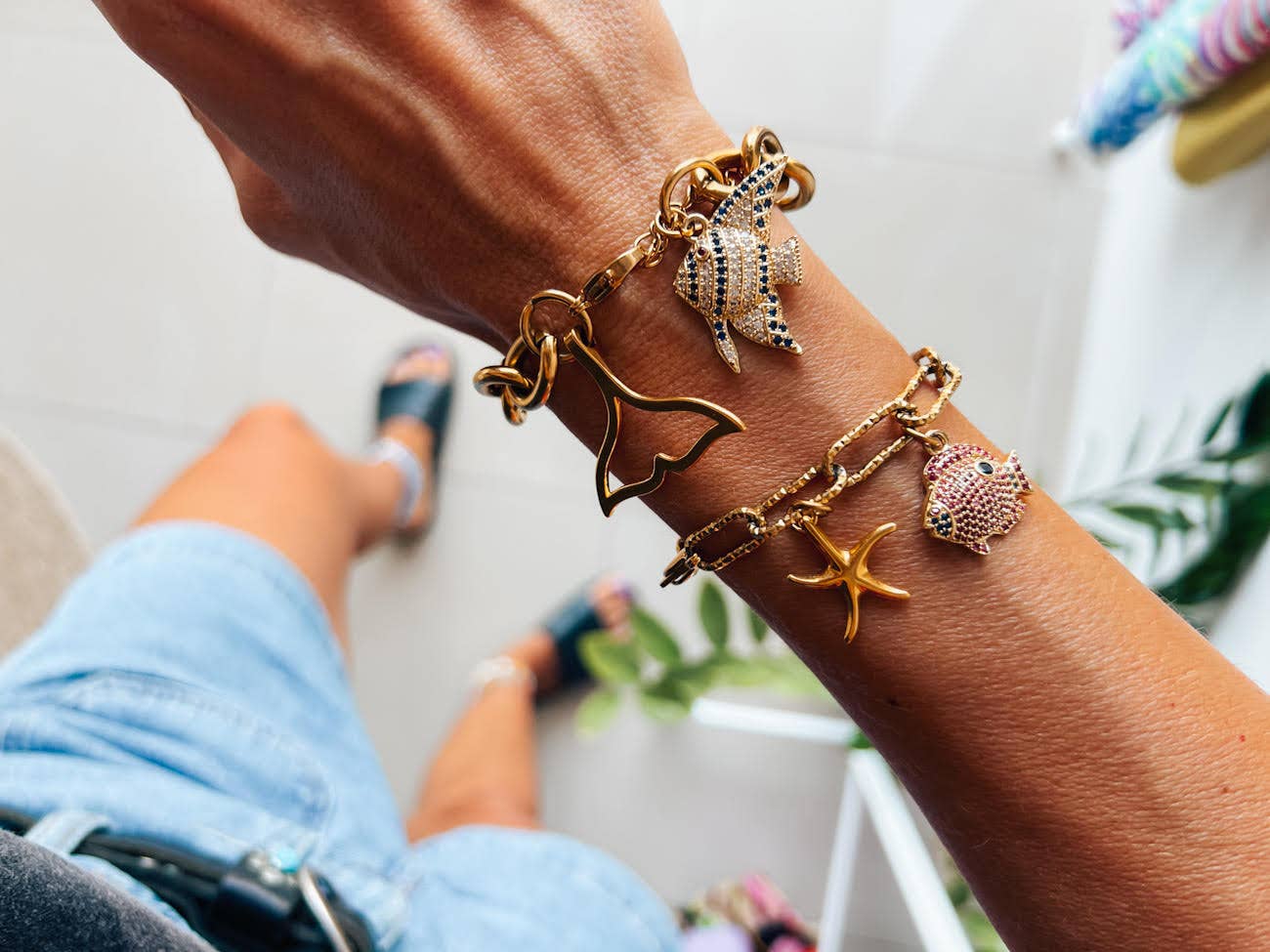 Stålkedja fiskarmband: Liten fisk och sjöstjärna