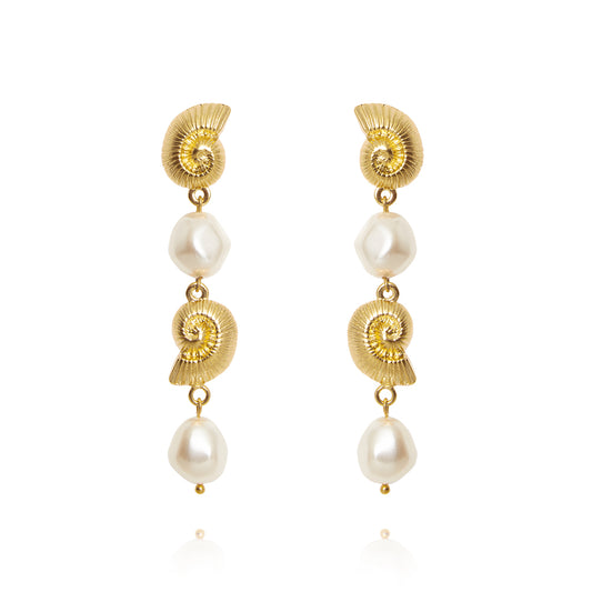SHELL PEARL EARRINGS GOLD PEARL