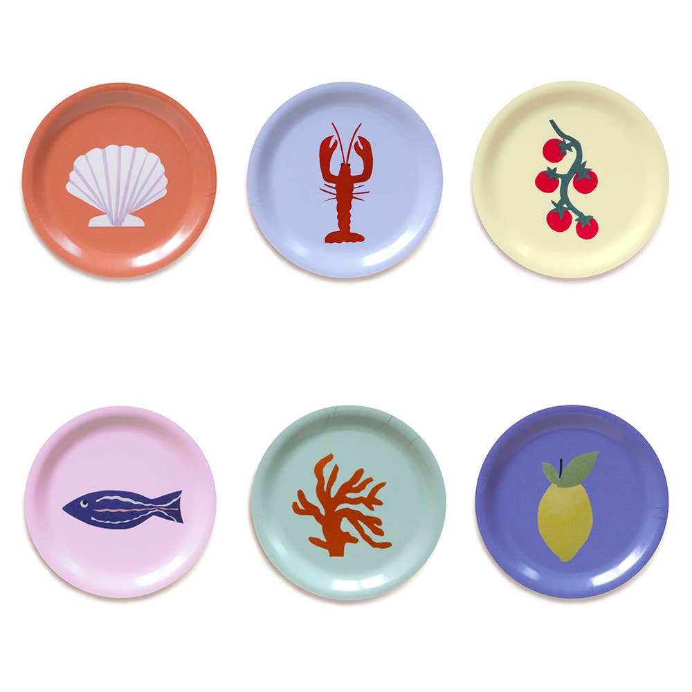 "Seaside Lunch" Set med 6 Glasunderlägg - 11 cm