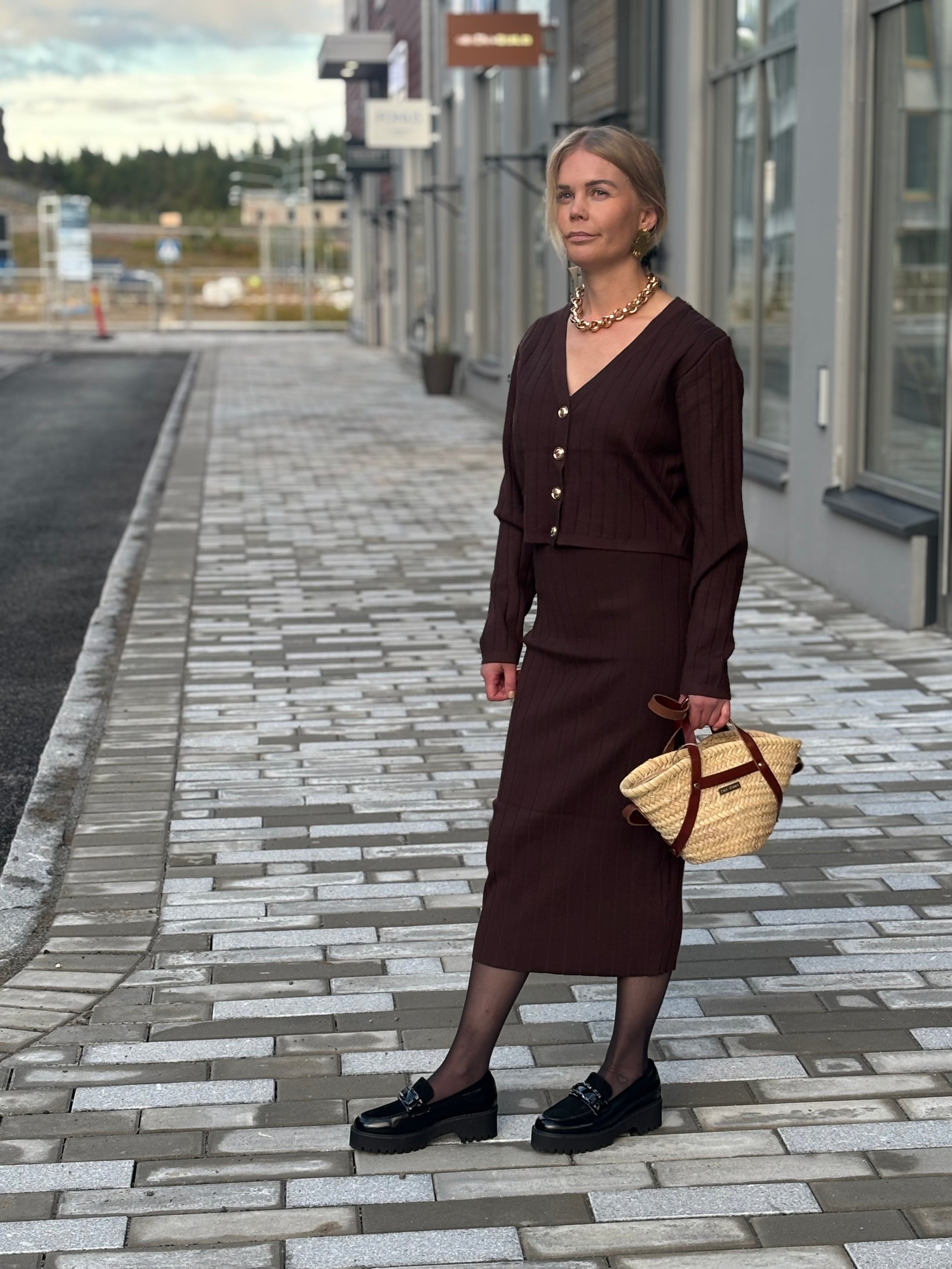 Anna set Cardigan + Dress  chokolate