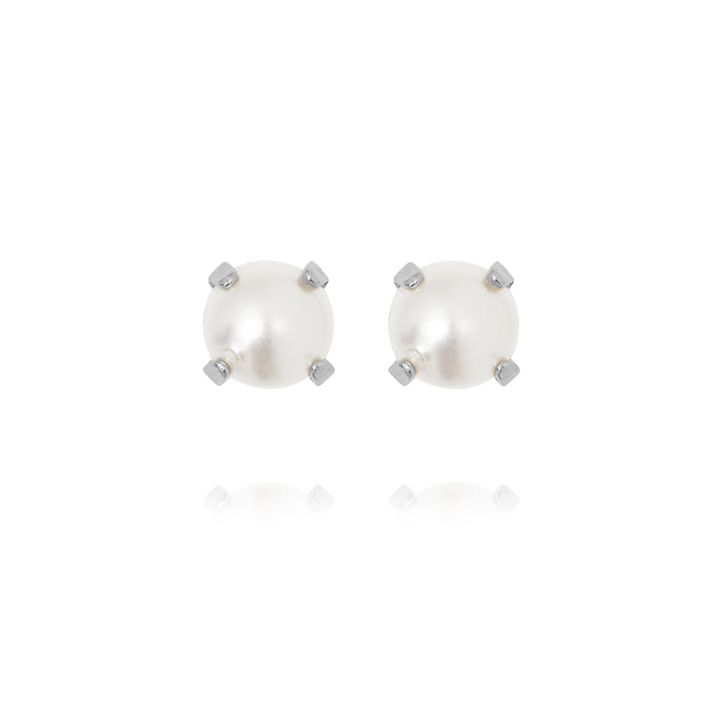 MINI STUD EARRINGSRHODIUM PEARL