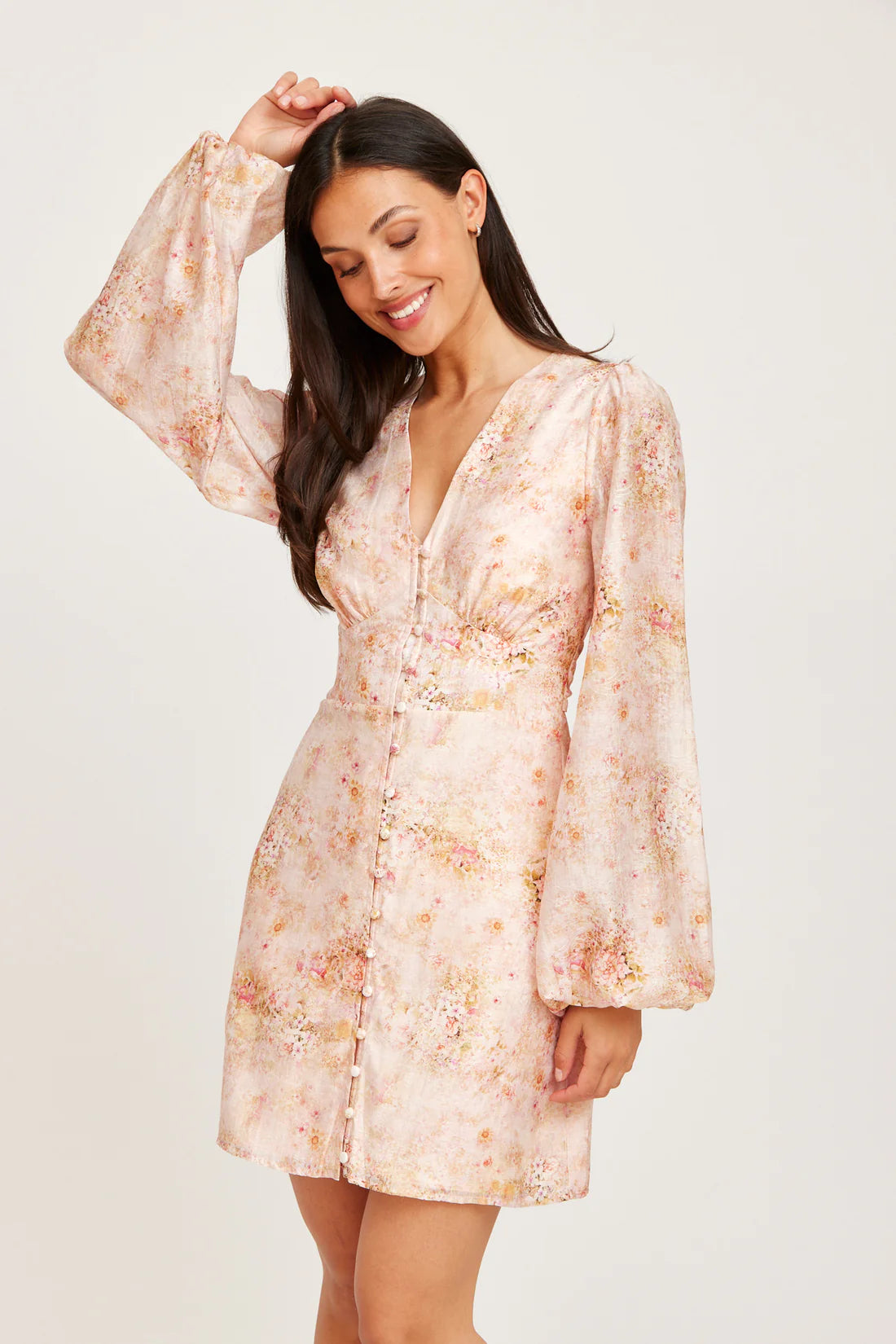 EMIPIRE DRESS PINK FLOWERS