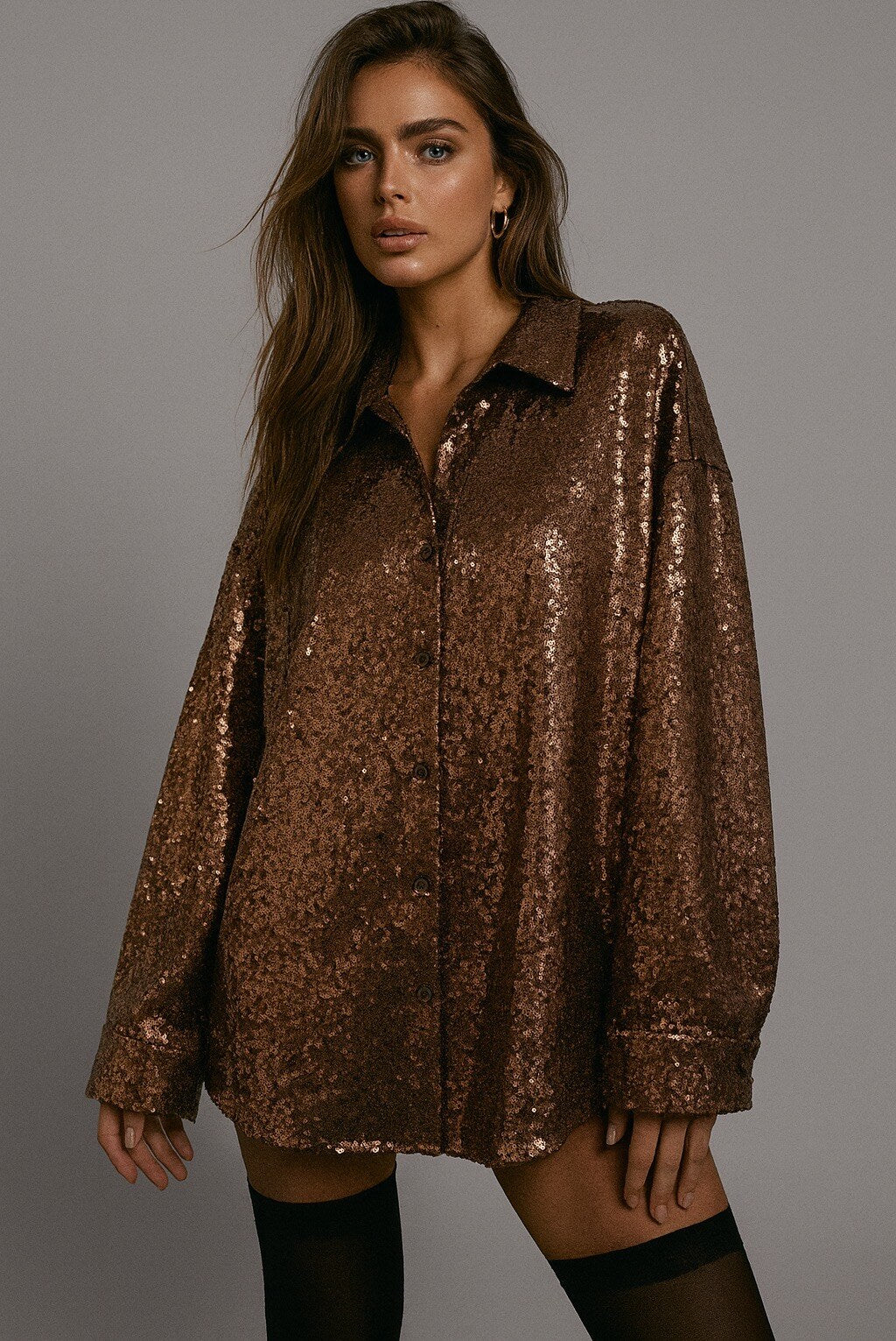 MOCHY Glitterskjorta Brun