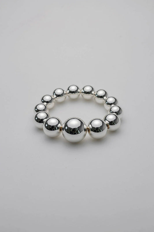 Big Bead Bracelet Elastic Silver