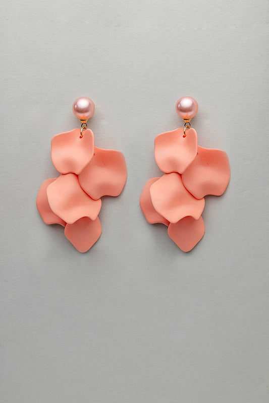 PEARL LEAF EARRING CORAL
