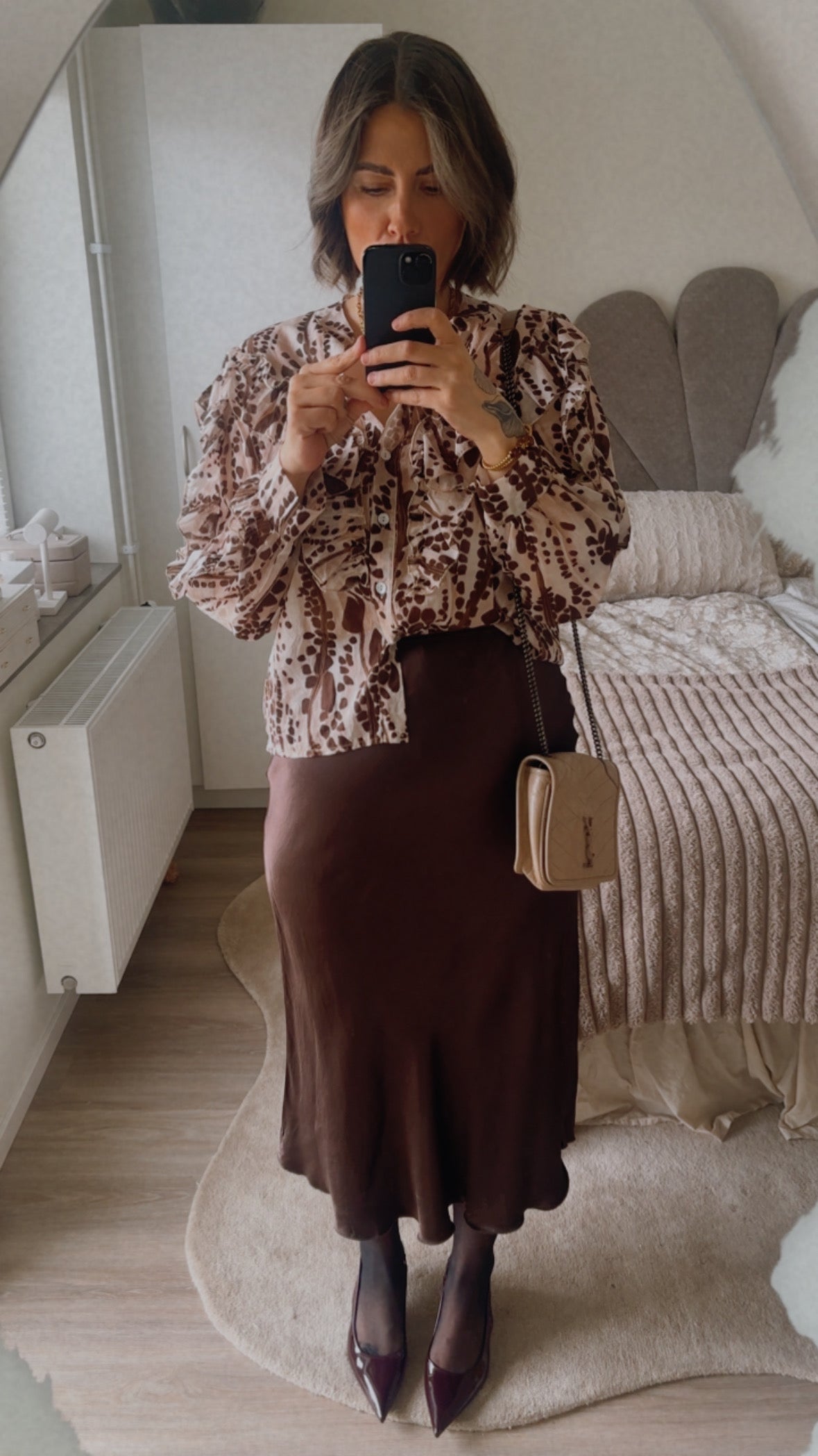 Vintage romance blus brun