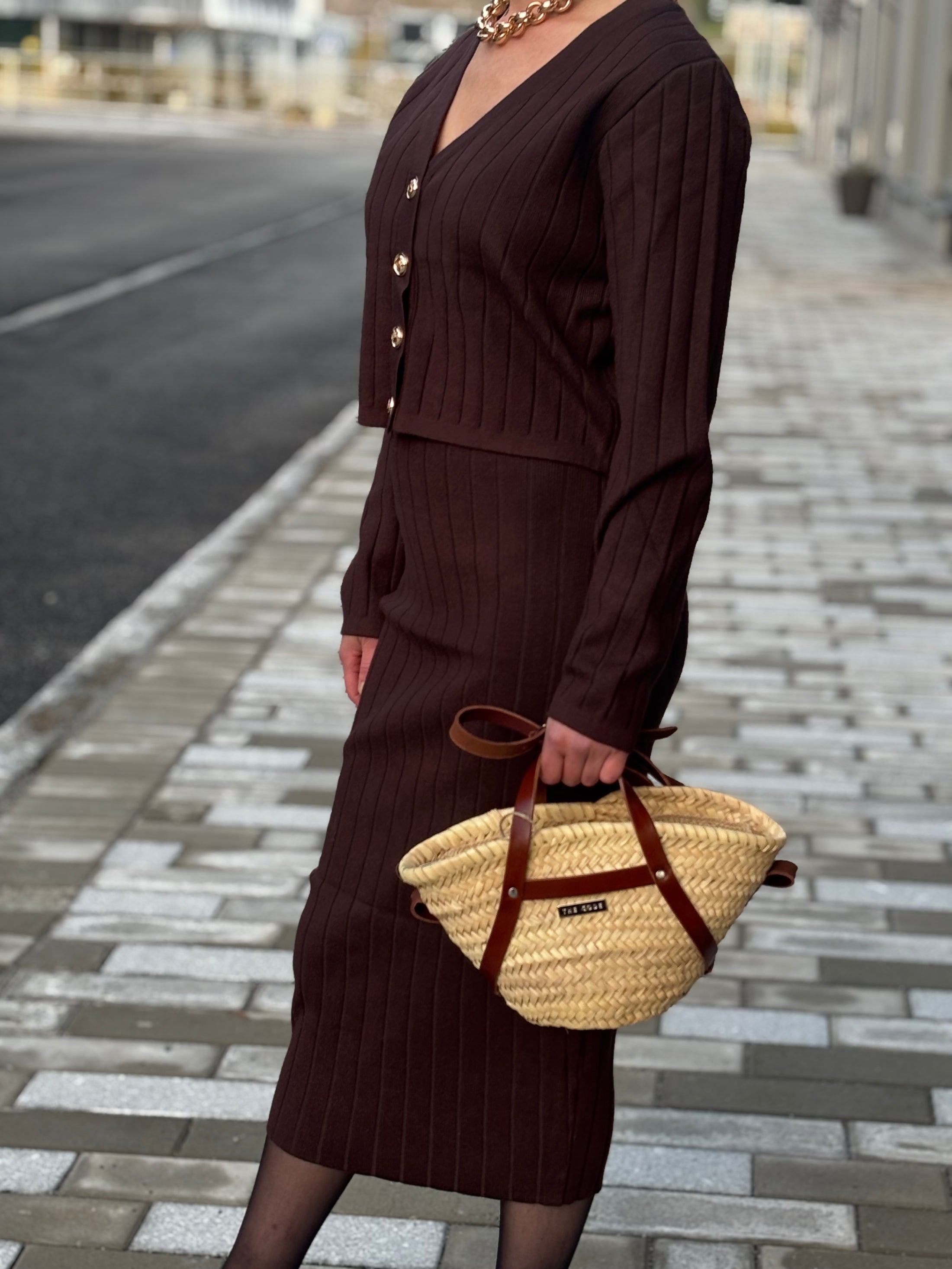Anna set Cardigan + Dress  chokolate