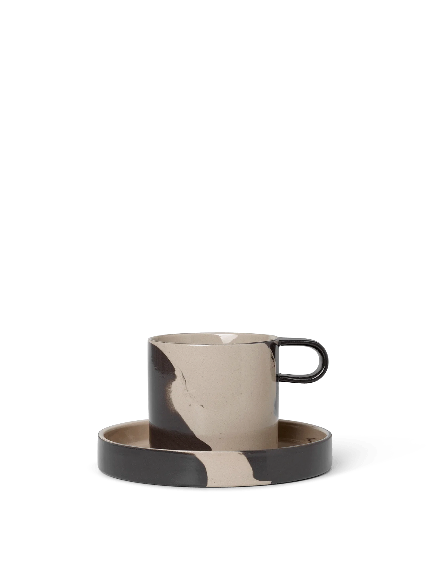 Inlay Cup with Saucer - Sand/Brown