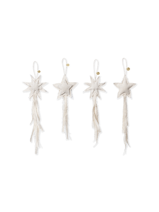 Vela Star Ornaments - Set of 4 - Natural