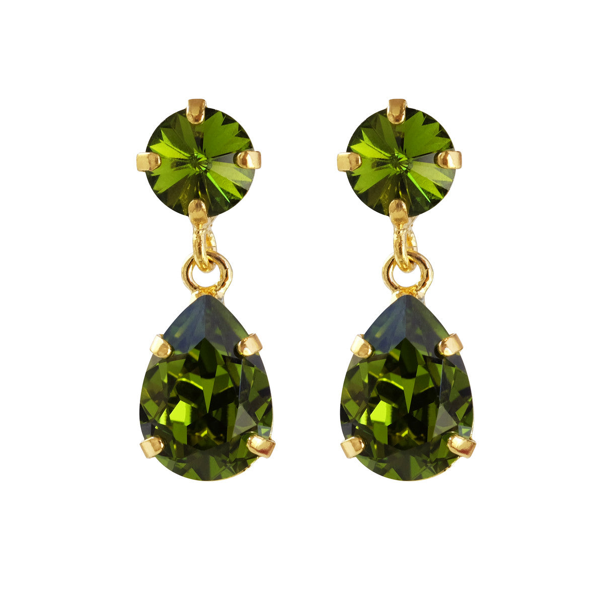 Mini Drop Earrings Gold Olivine