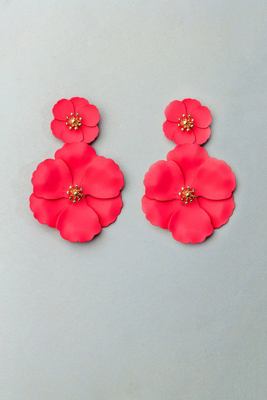 Flower twin earrings coral
