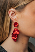 Load image into Gallery viewer, Leaf Earrings Metallic Red
