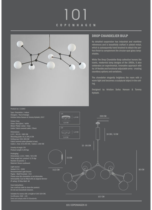 Drop Chandelier Bulp - Grey