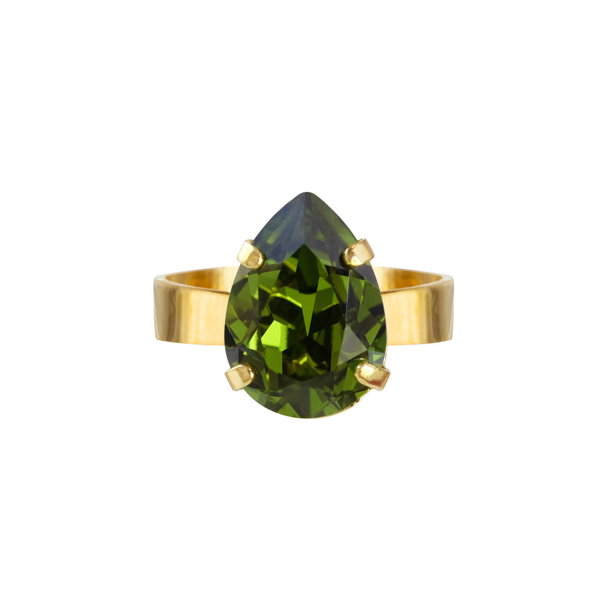 Mini drop ring Gold Olivine