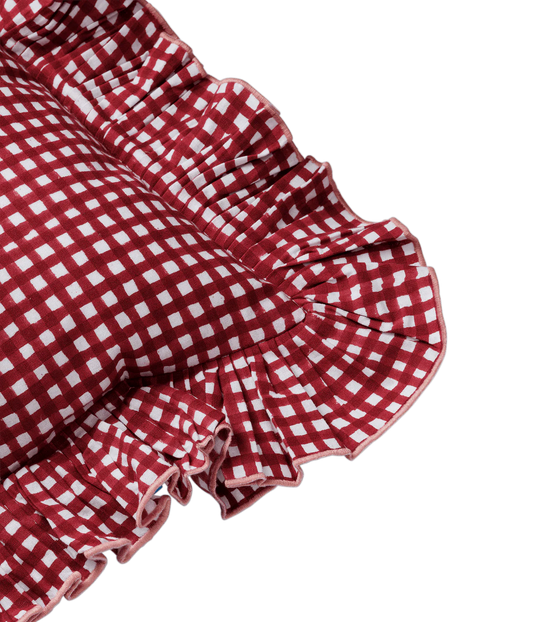 Vichy cushion cover - Burgundy 40x40 cm