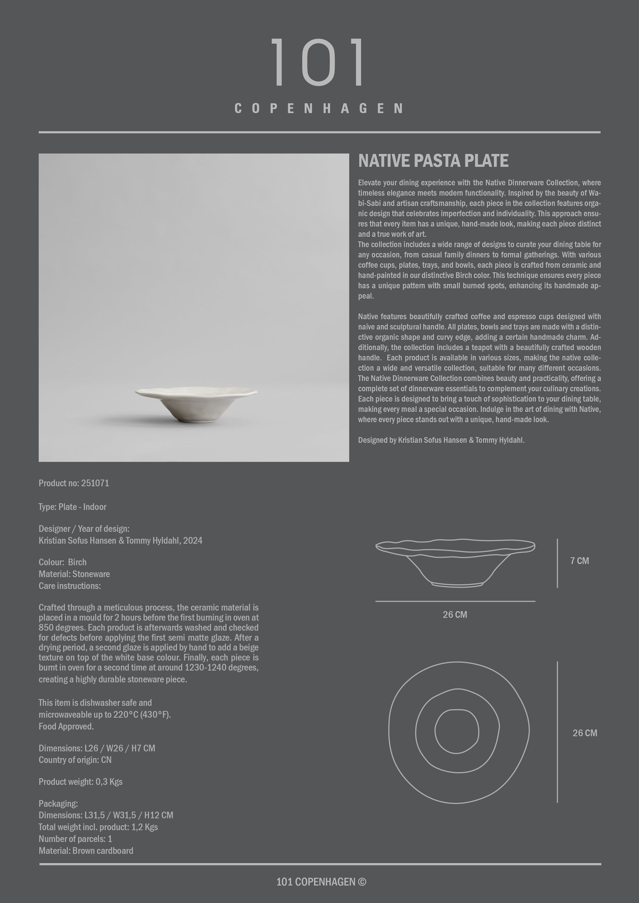 Native pasta Plate - Birch