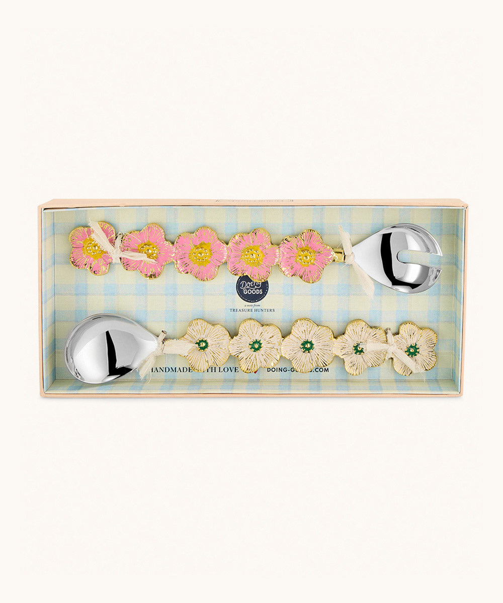 Faye Flower Salad Server Set in Giftbox