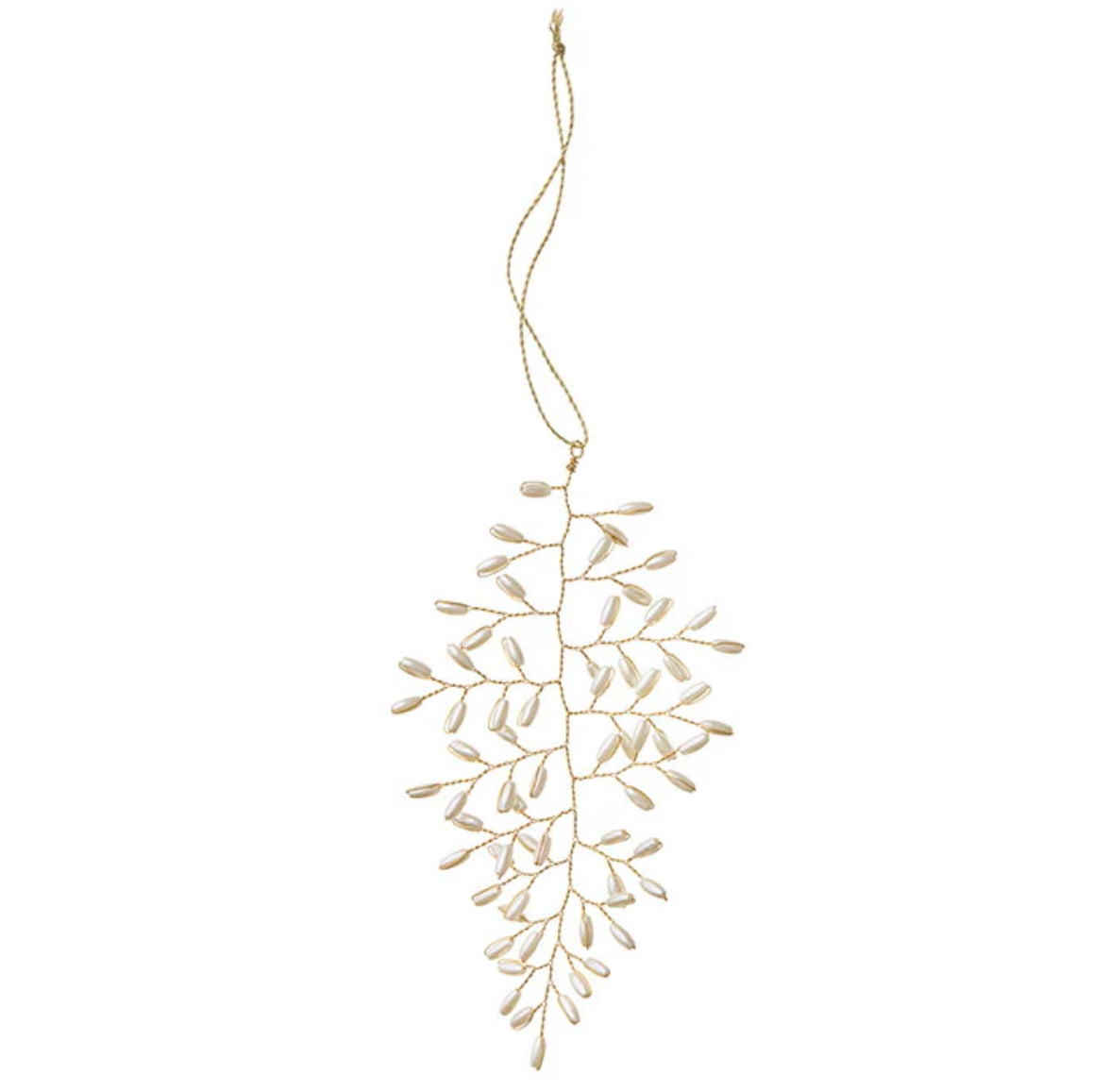 Beaded Ornament Leaf H14cm