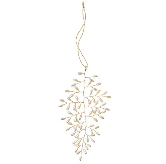 Beaded Ornament Leaf H14cm
