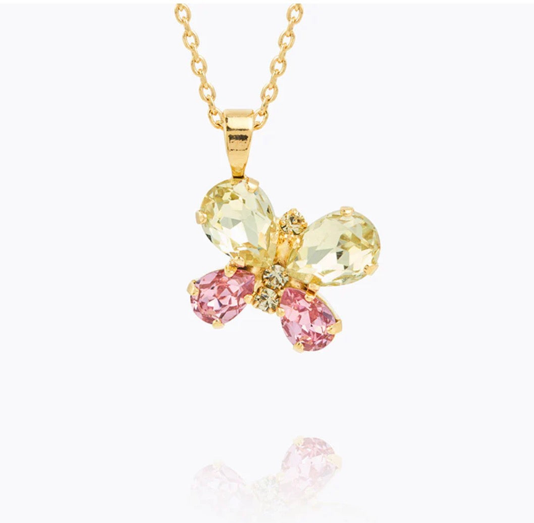 Butterfly Stud Necklace / Jonquil + Light Rose,Gold