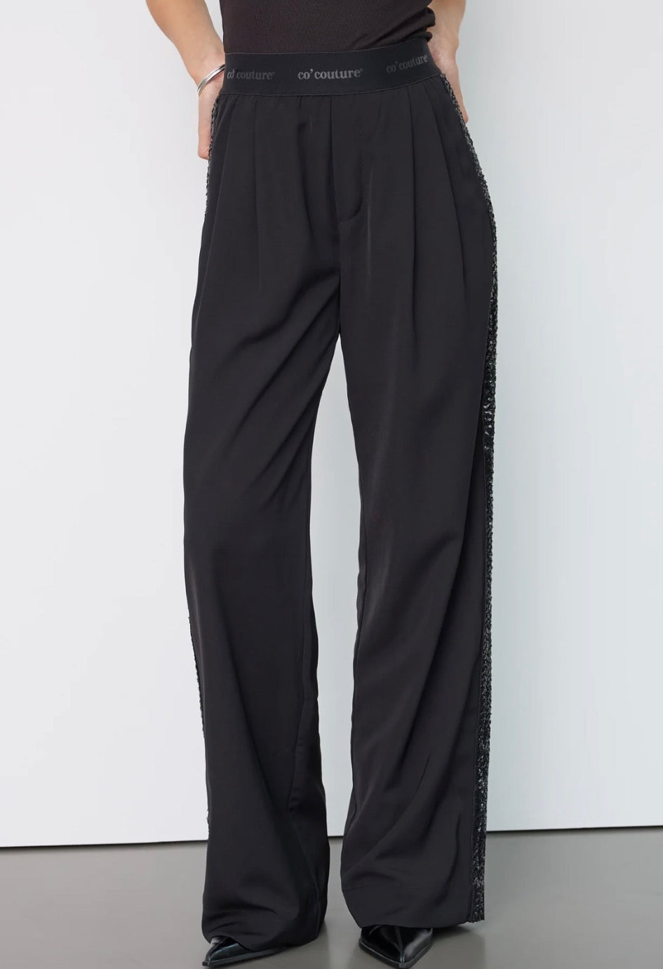 AMINACC LOGO SEQUIN PANT - BLACK