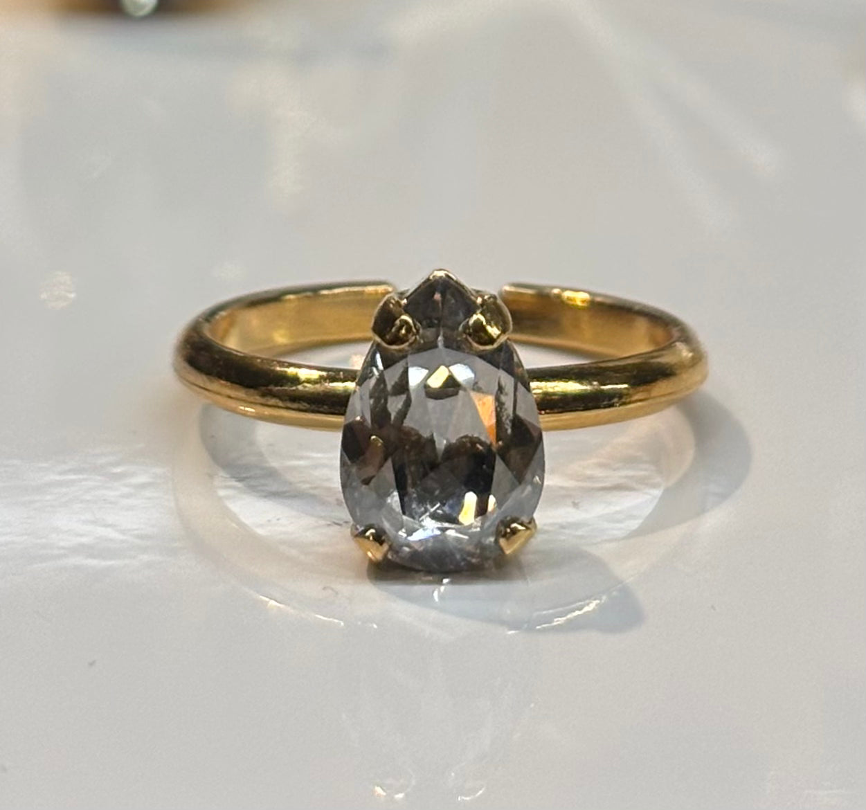 Petite drop ring gold silvershade