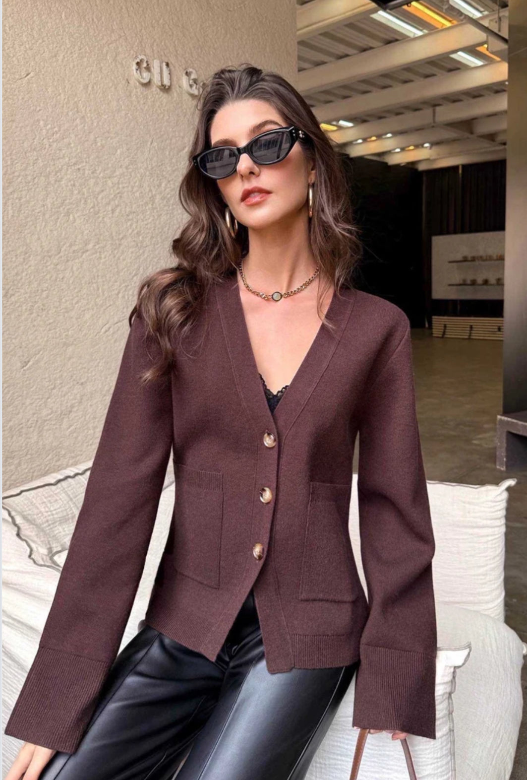 Jolie Cardigan Dark Brown