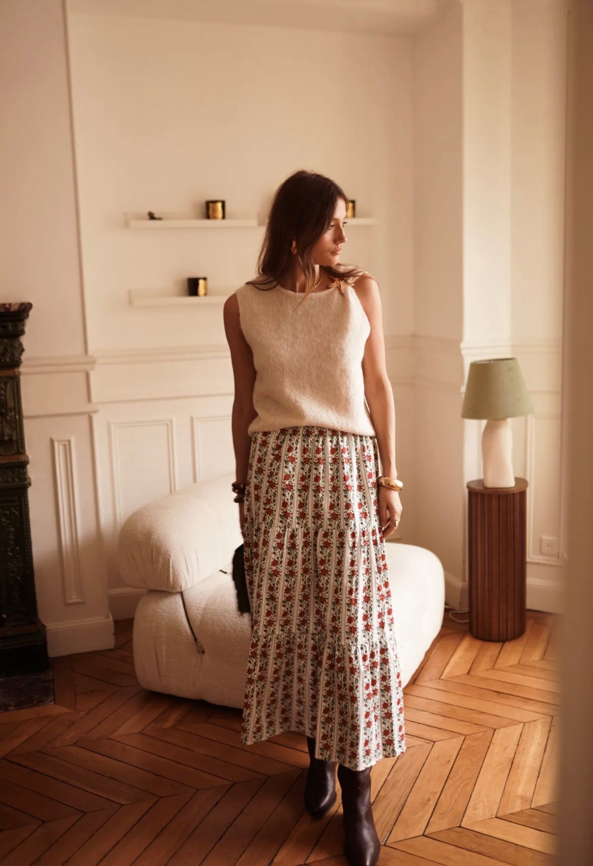 Väst stickad beige med sjöstjärna Onesize