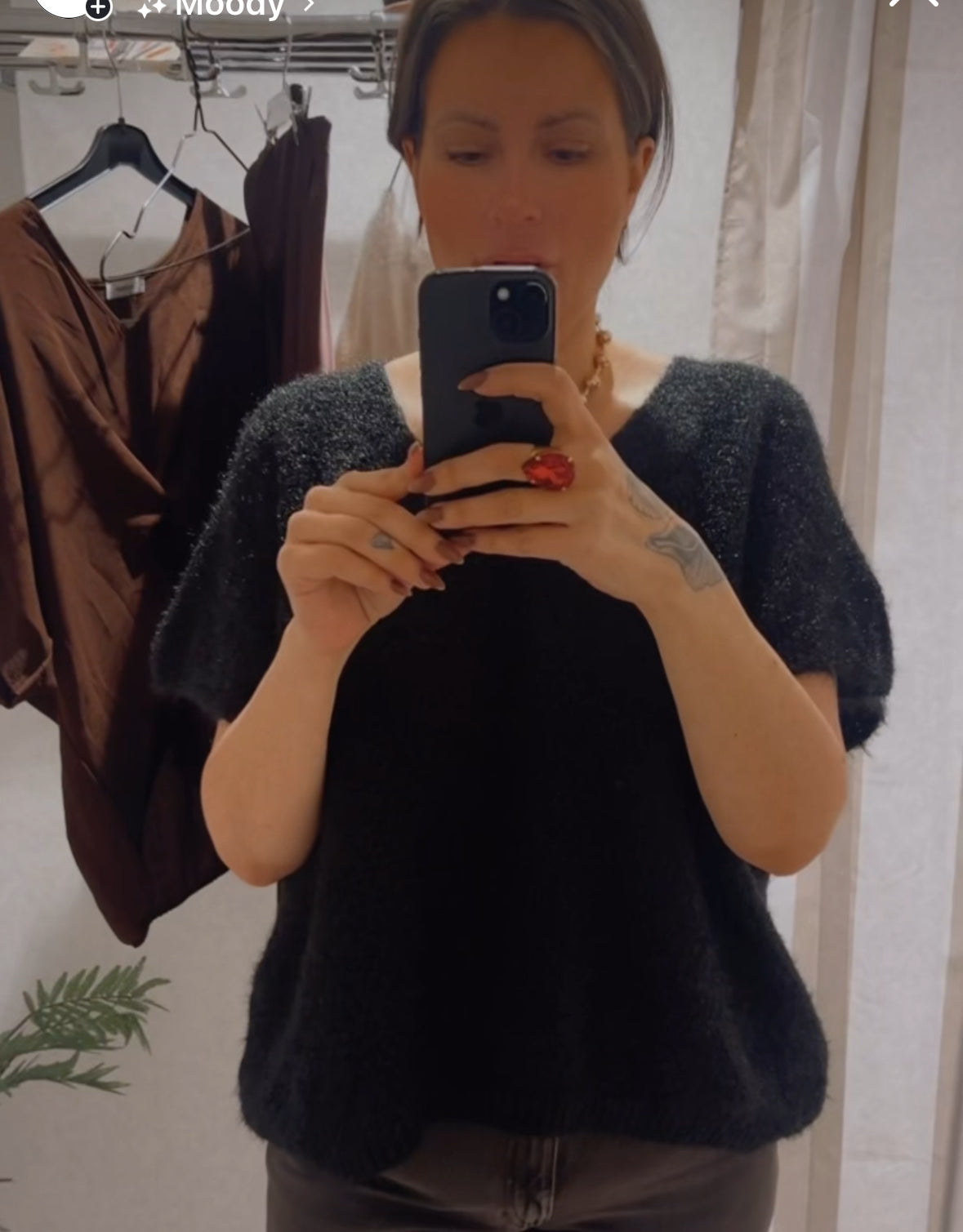 Linn stickad tröja/väst svart