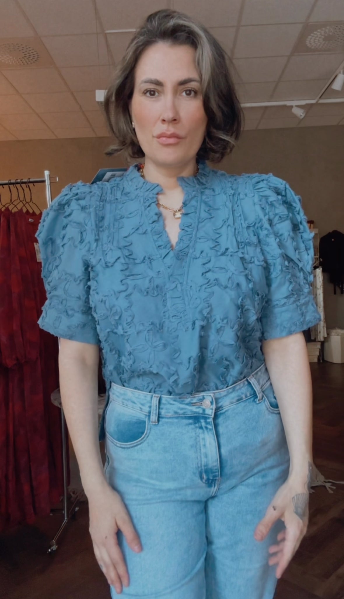 AmarGO Jo Blouse Dusty Blue