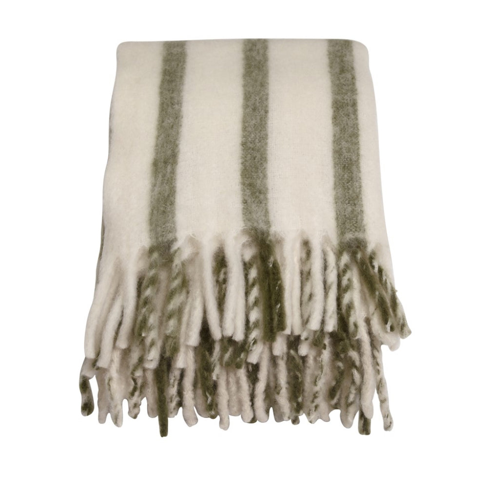 PLÄD Creme/Grön 130 x 170