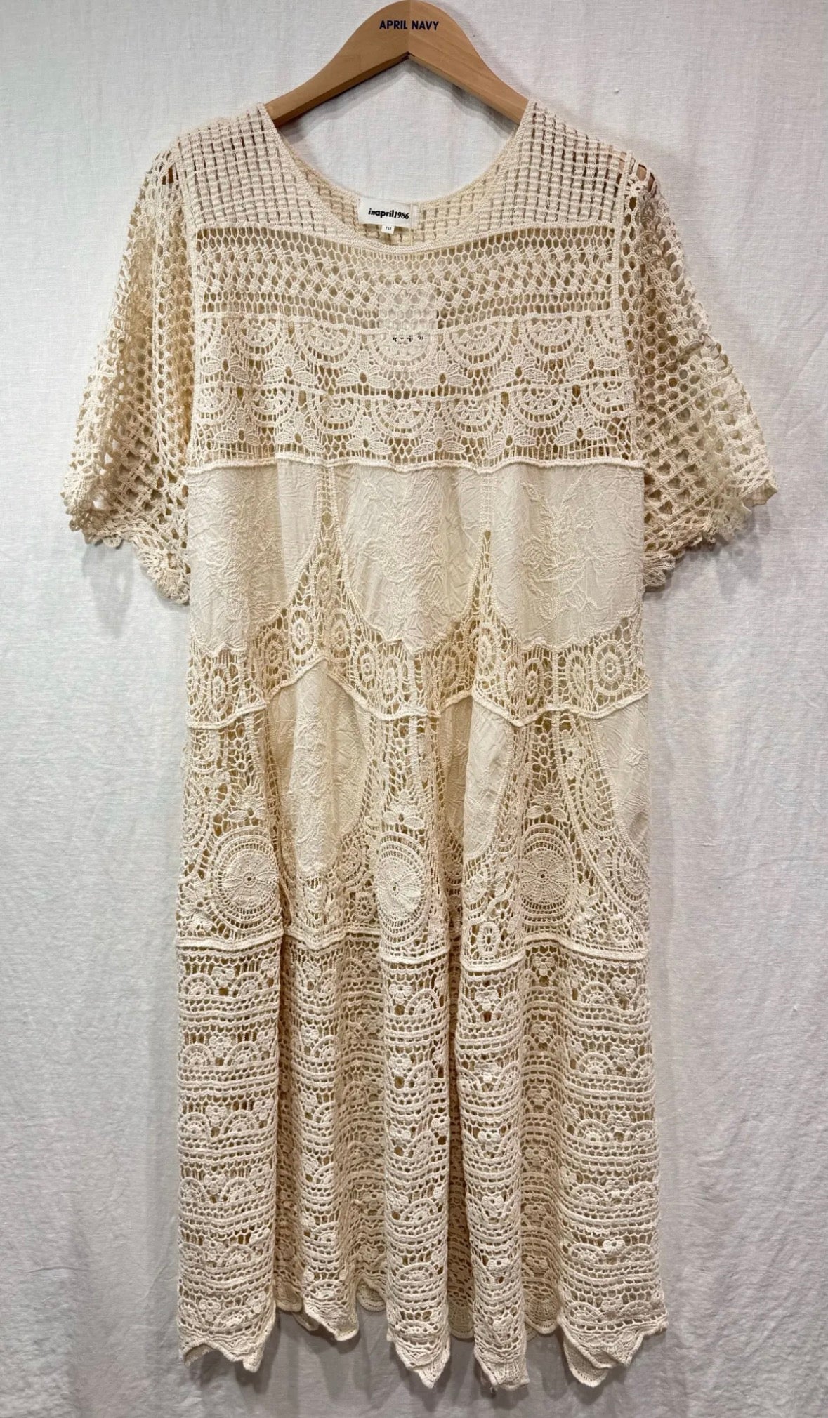 Virkad klänning Ivory S-XL Onesize