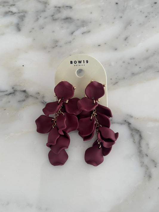 Leaf earrings mini Burgundy