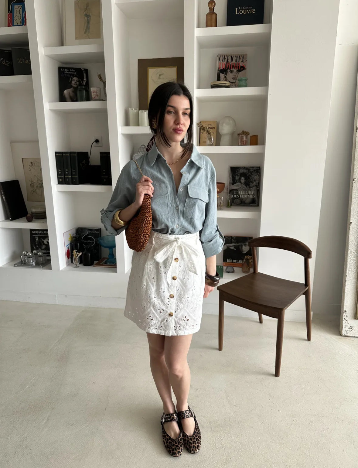 Stacy Kjol med broderi Vit