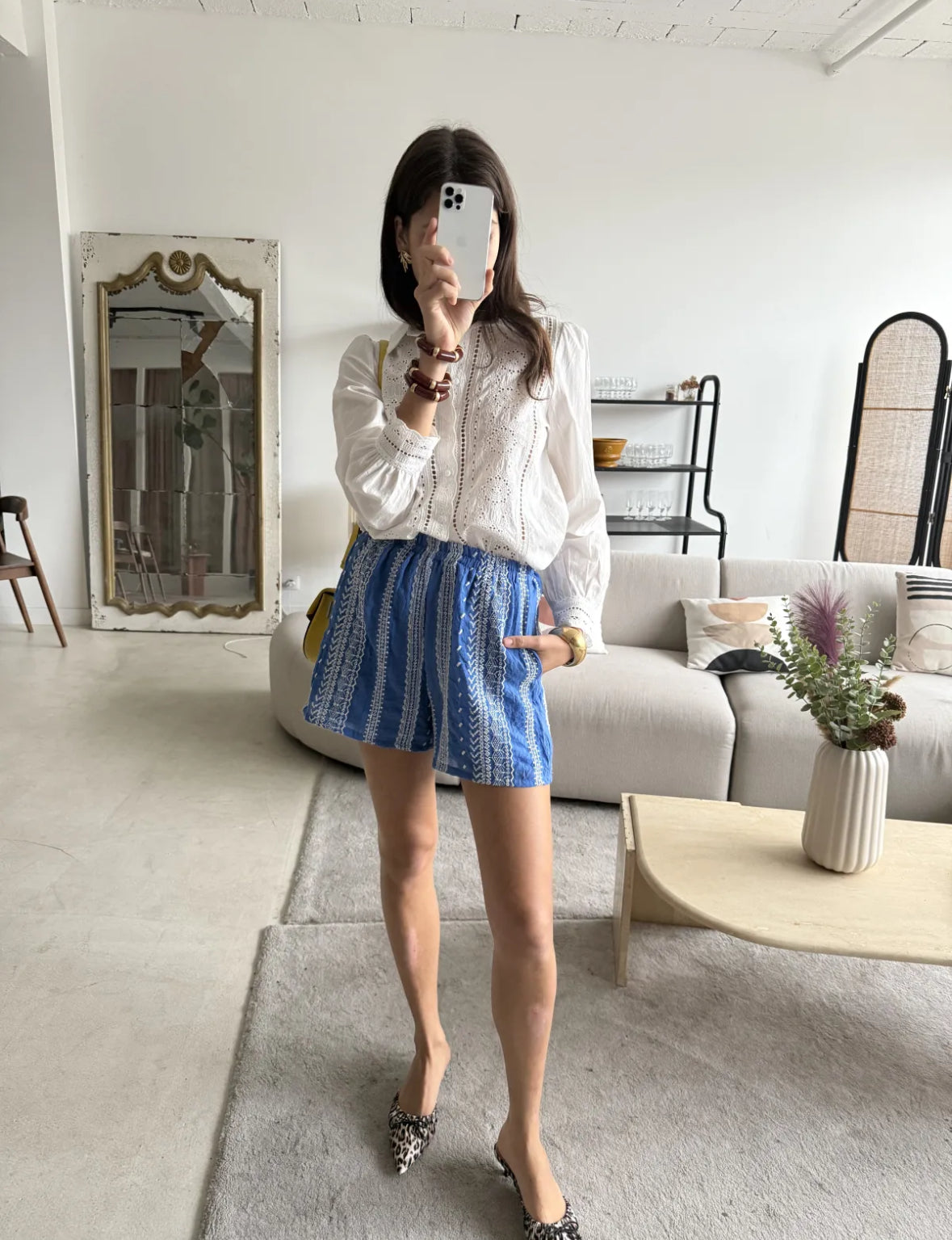 Stella shorts blå broderi